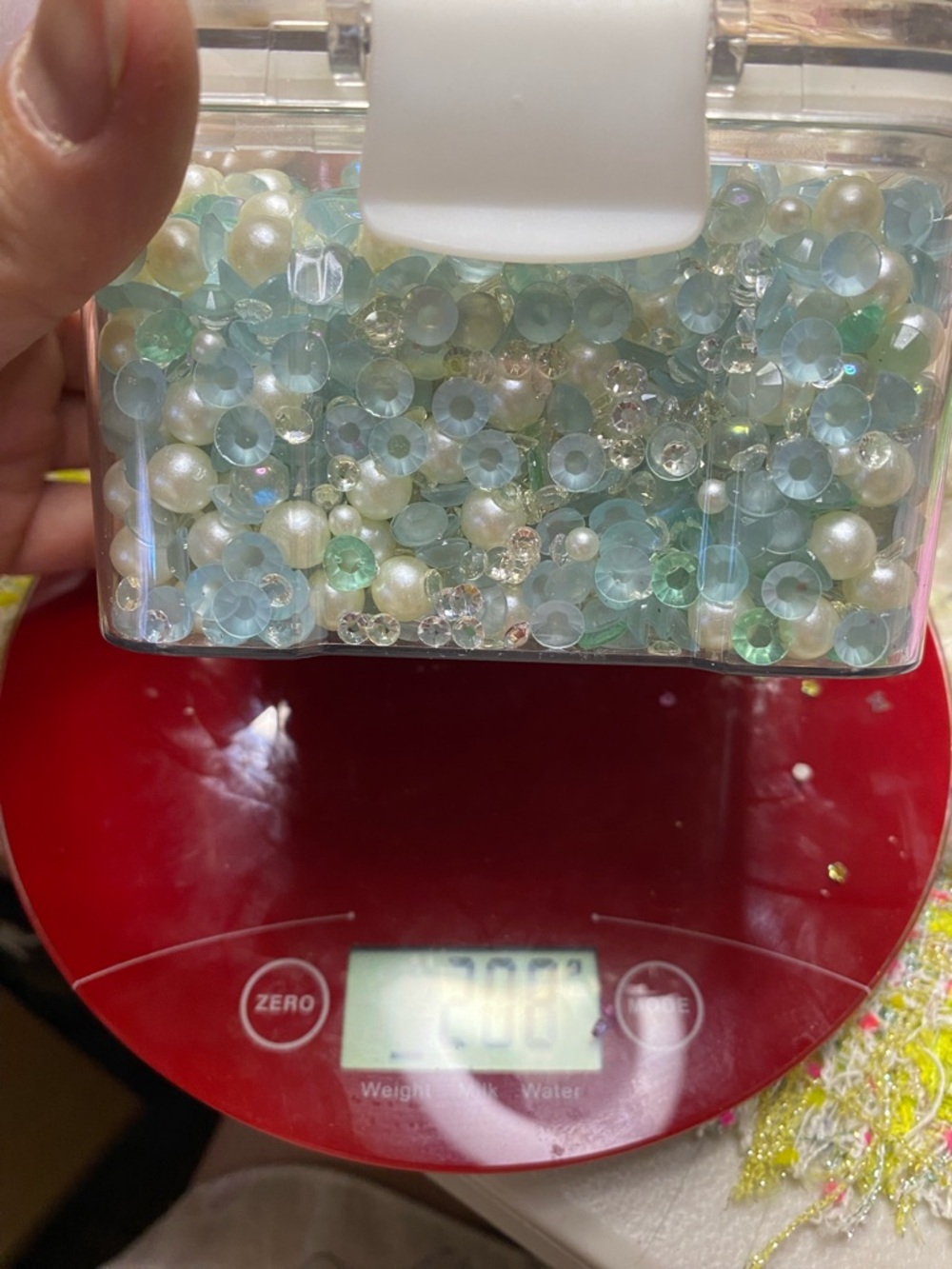 Acrylic Assorted Aqua no holes Pearl & Jew  Mix for nails and phone decoration